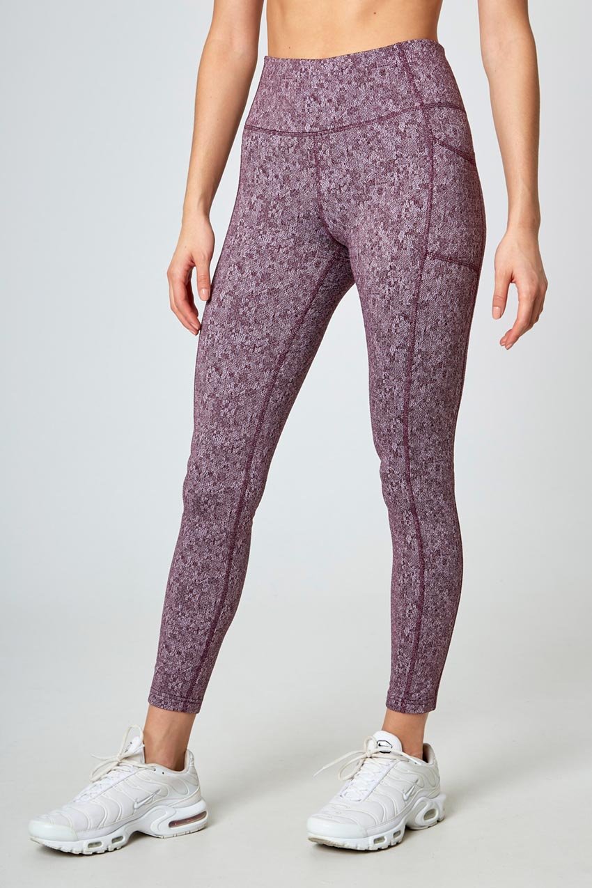 Mondetta Speckled Jacquard Legging in Fig/Mist Combo