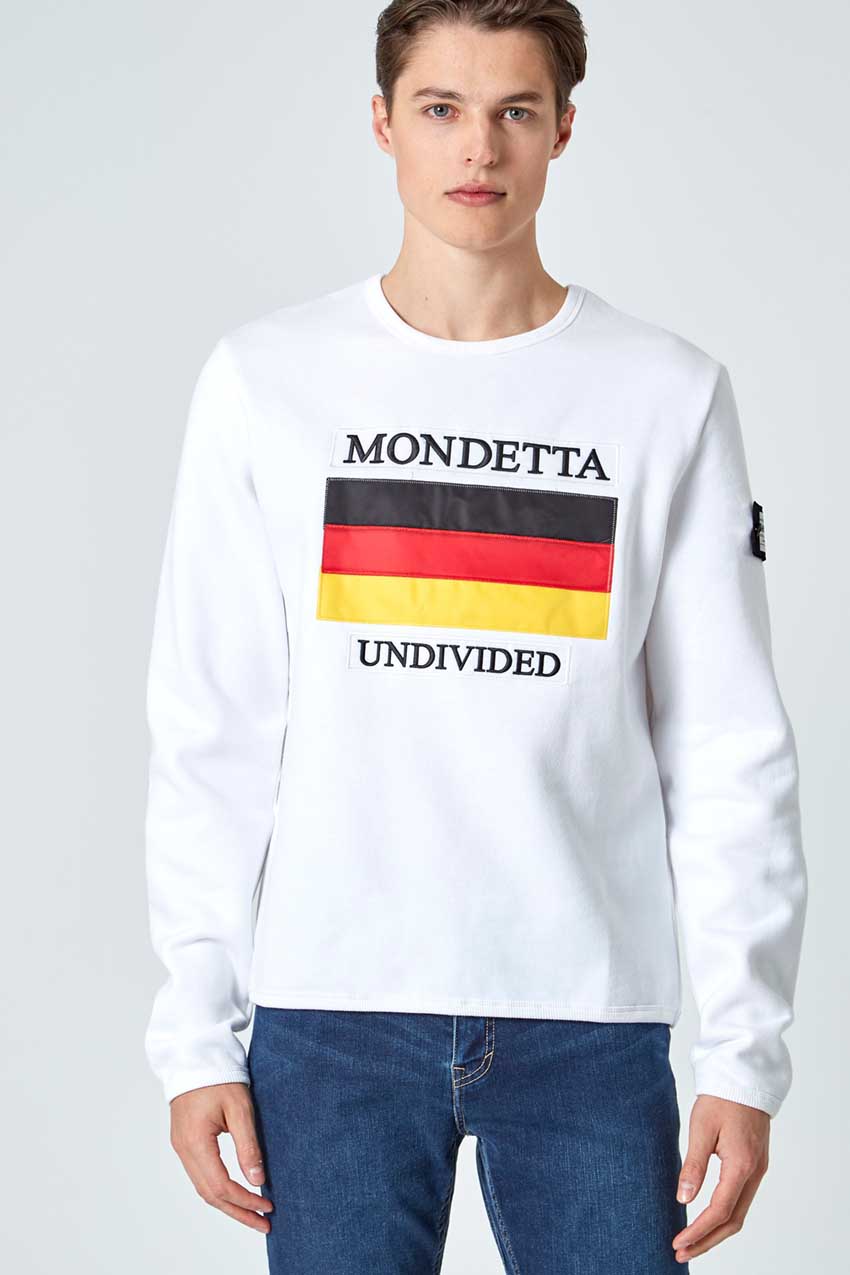 Mondetta Originals retro unisex streetwear 'Homage Classic Fit Sweatshirt - Germany' Homage Classic Fit Sweatshirt - Germany, in White