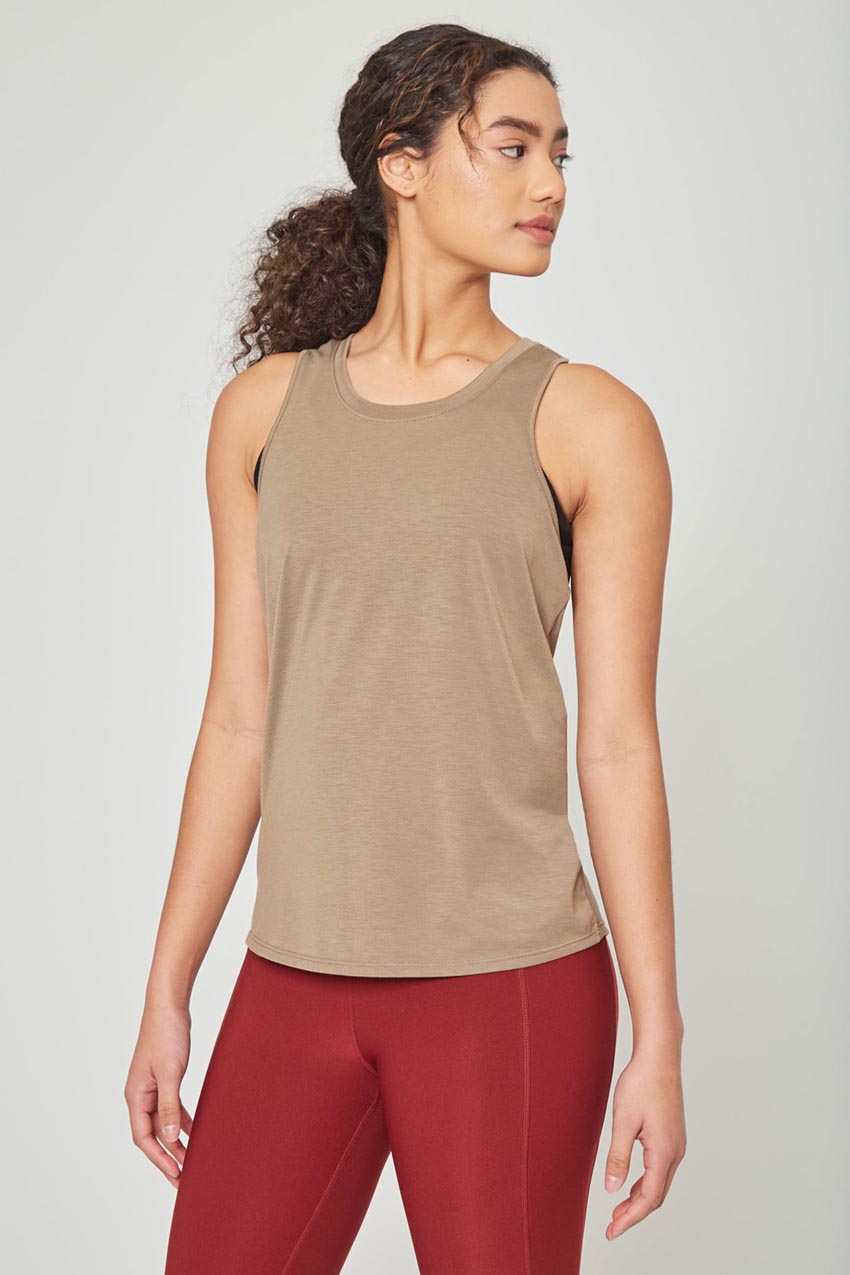 MPG Sport Bounce Dynamic Recycled Racerback Anti-Stink Tank Top  in Faded Leaf