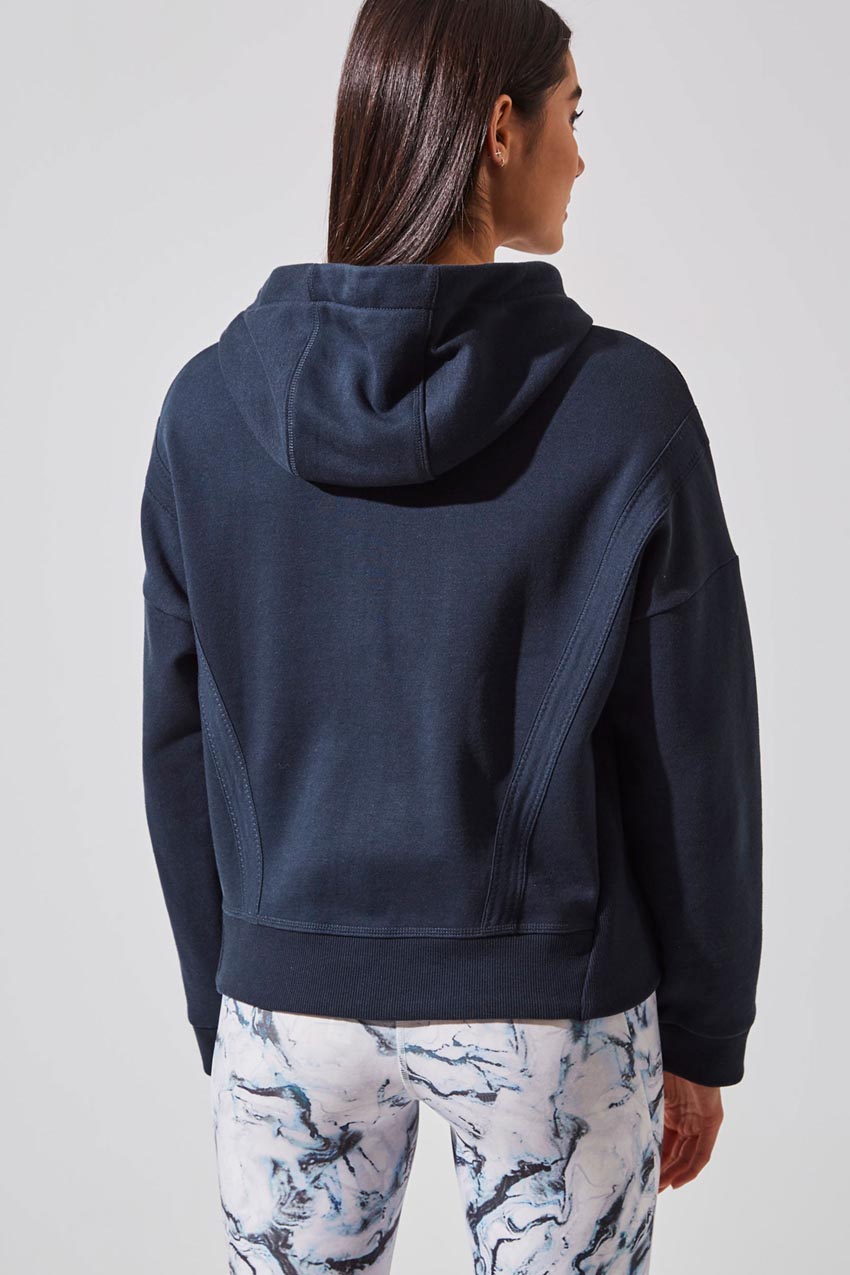 Navy Scuba half-zip cotton-blend cropped sweatshirt