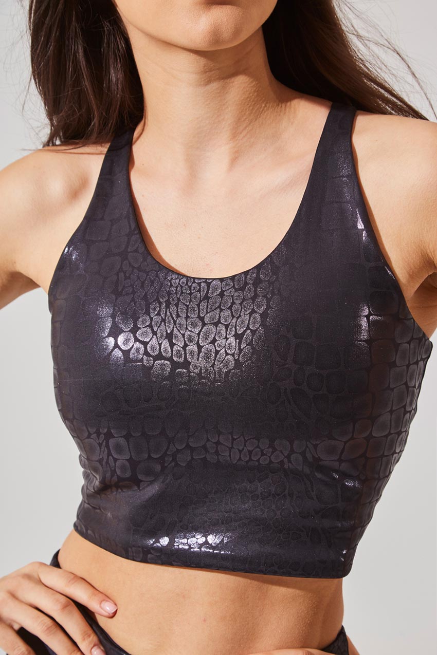 Crave Glossy Alligator Print Medium Support Bra Top