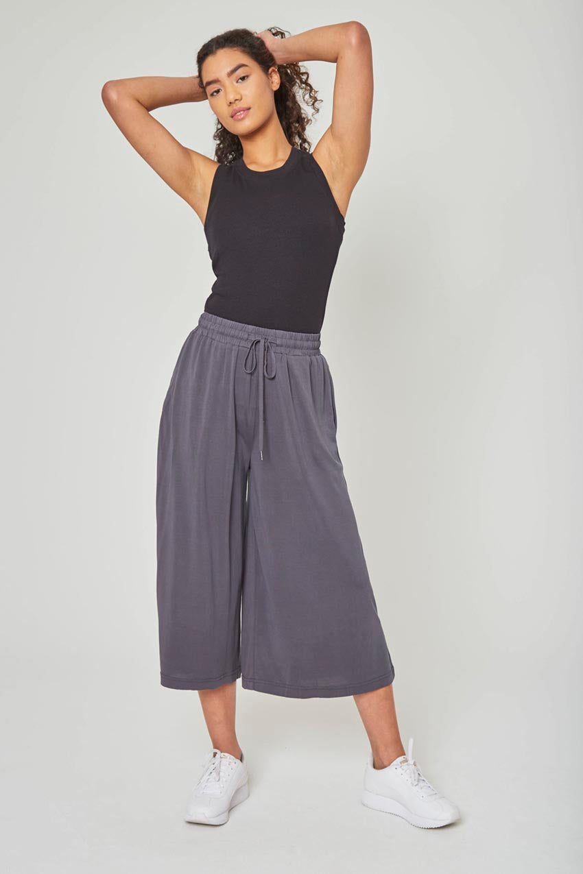 Grey wide leg cropped on sale pants