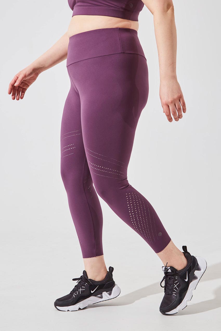 MPG Sport women's Move High Waisted Recycled Polyester 7/8 Legging in Plum