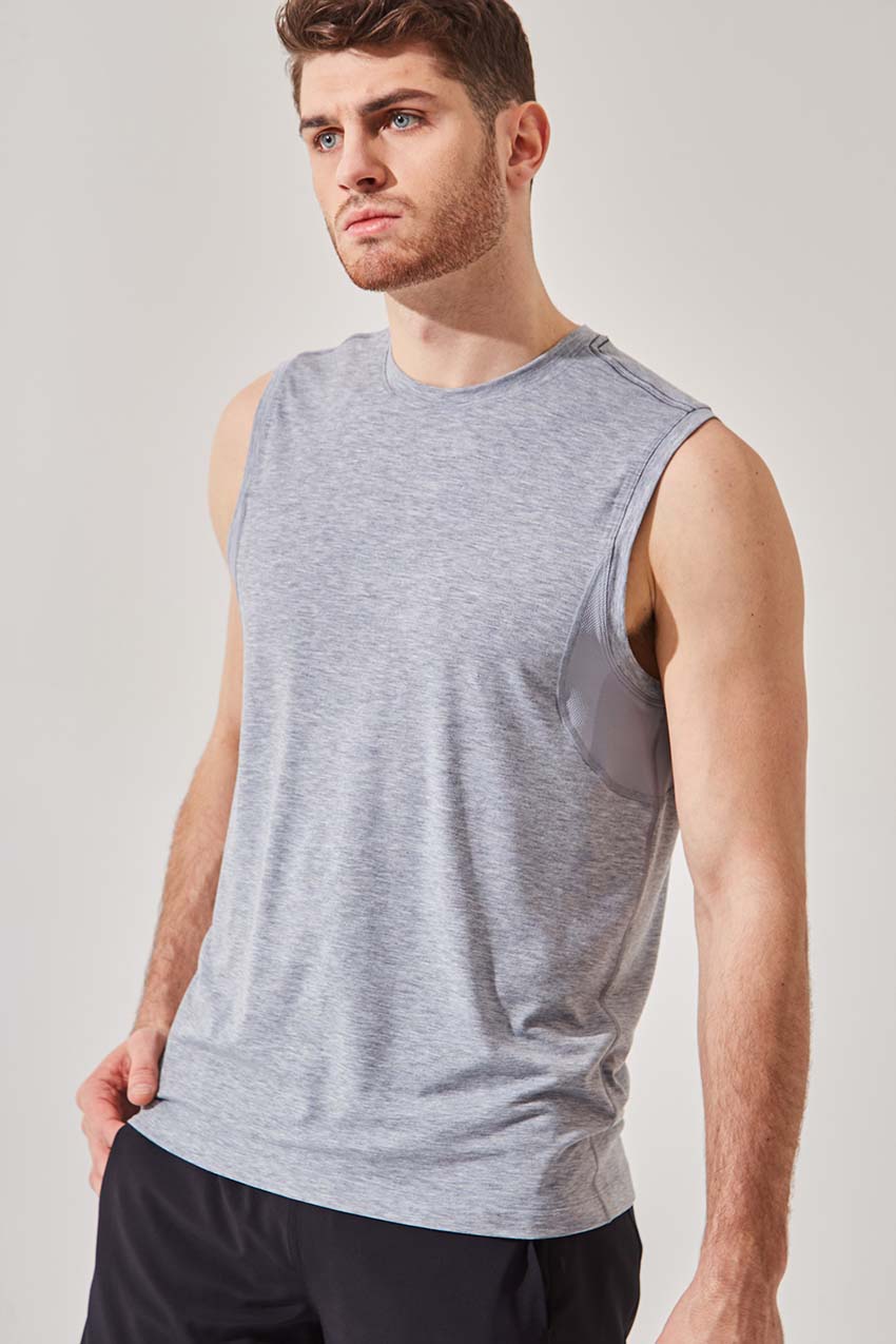 MPG Sport men's Flex Recycled Polyester Stink-Free Tank - Sale in Htr Concrete