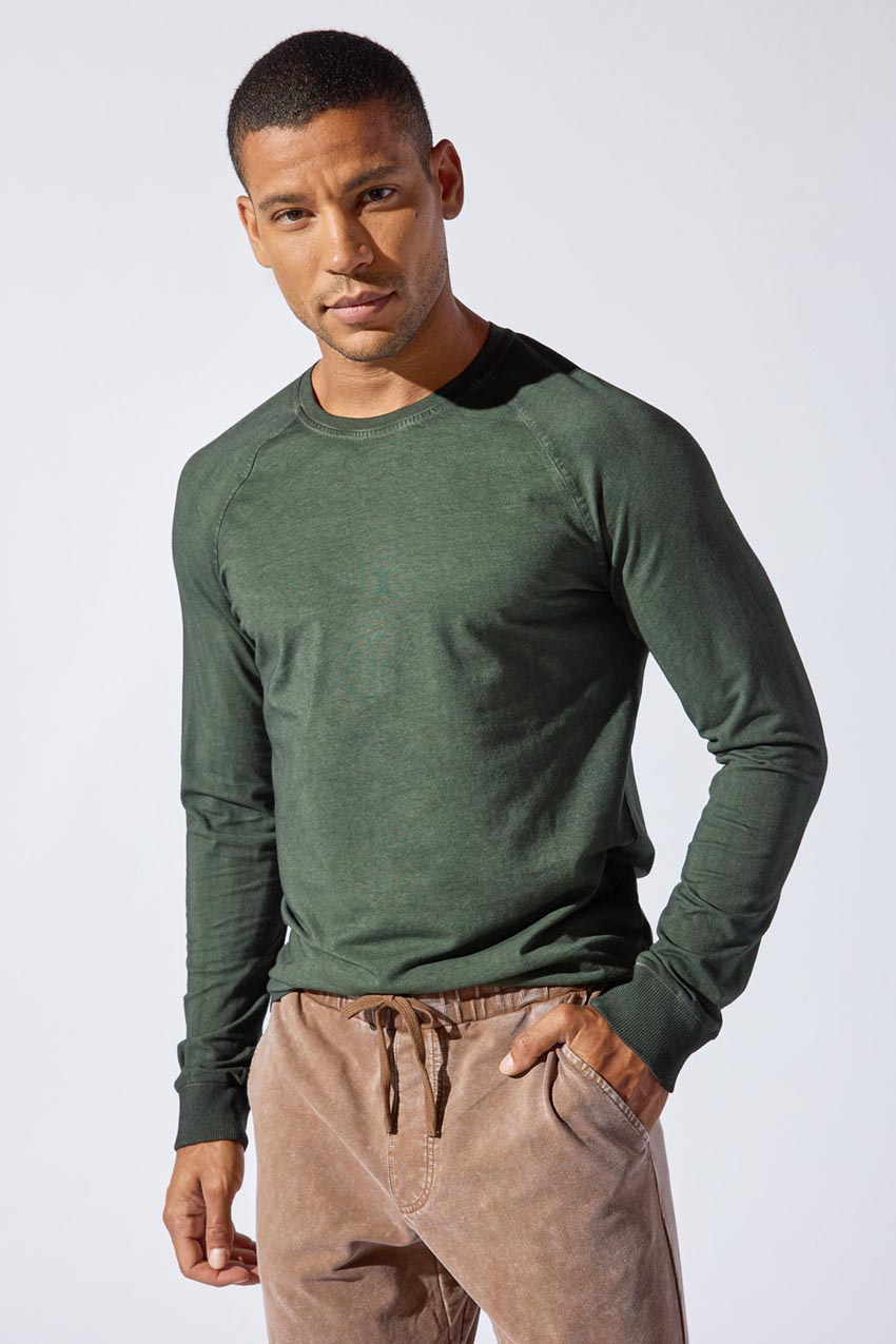 MPG Sport Kier Washed Long Sleeve Top Men's Long Sleeves in Washed Thyme