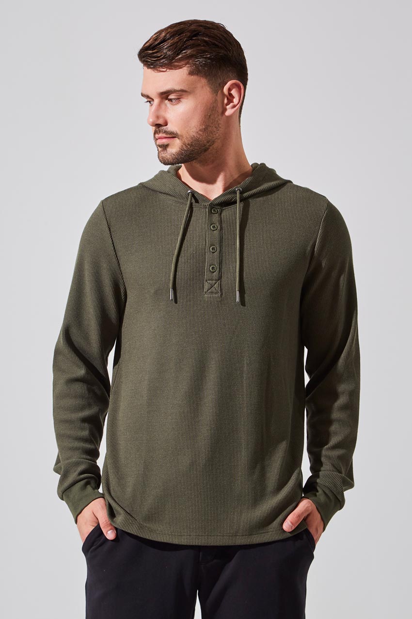 Caleb Waffle Knit Henley Hoodie