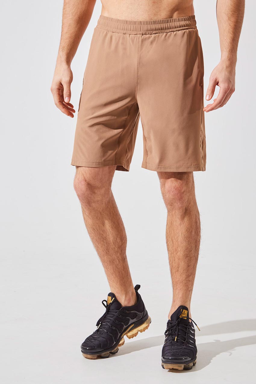 MPG Sport men's Crux 9” Recycled Polyester Short with Liner in Camel
