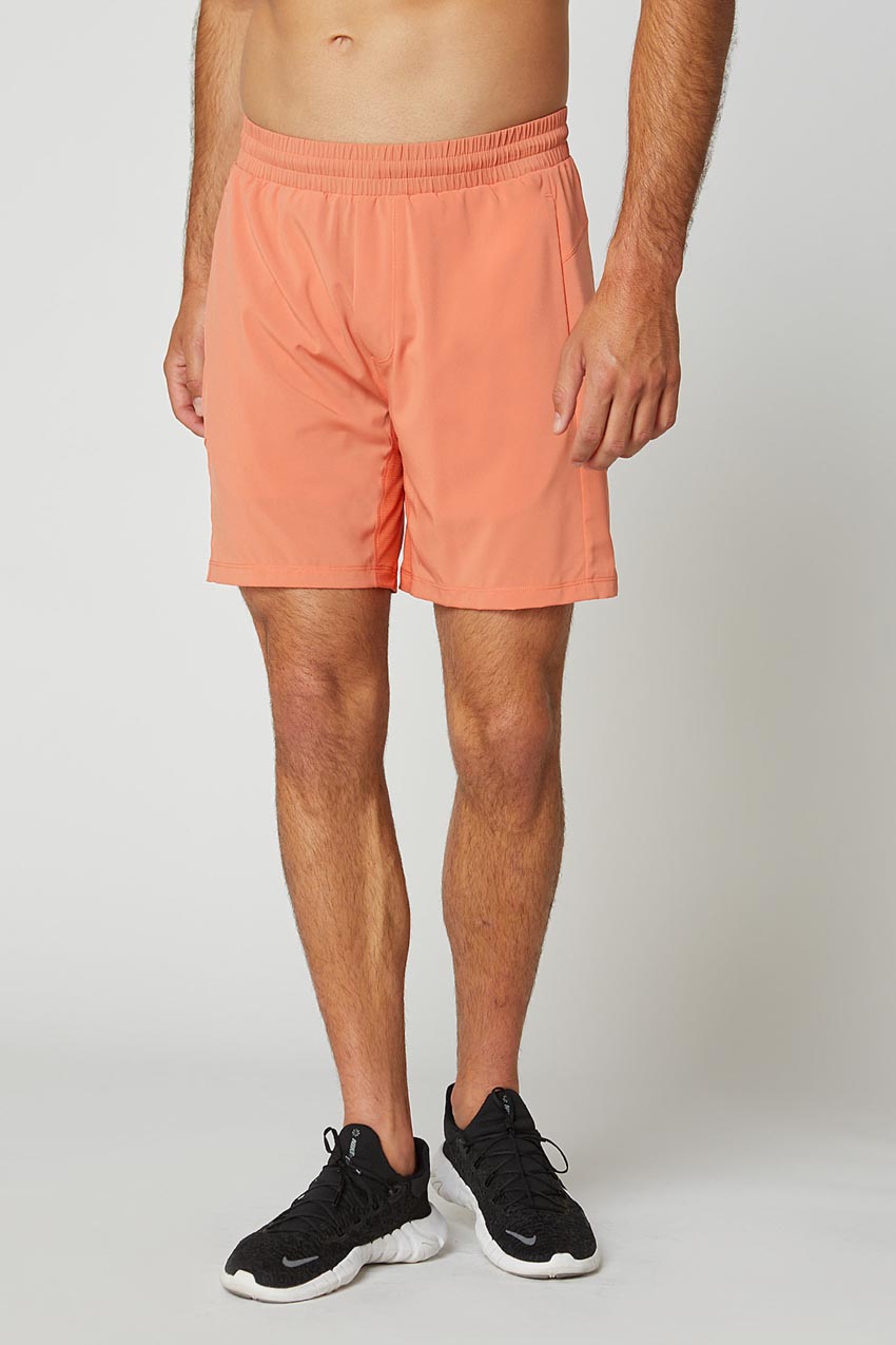 MPG Sport Catch Stride 7" Recycled Polyester Short with Liner  in Dark Peach