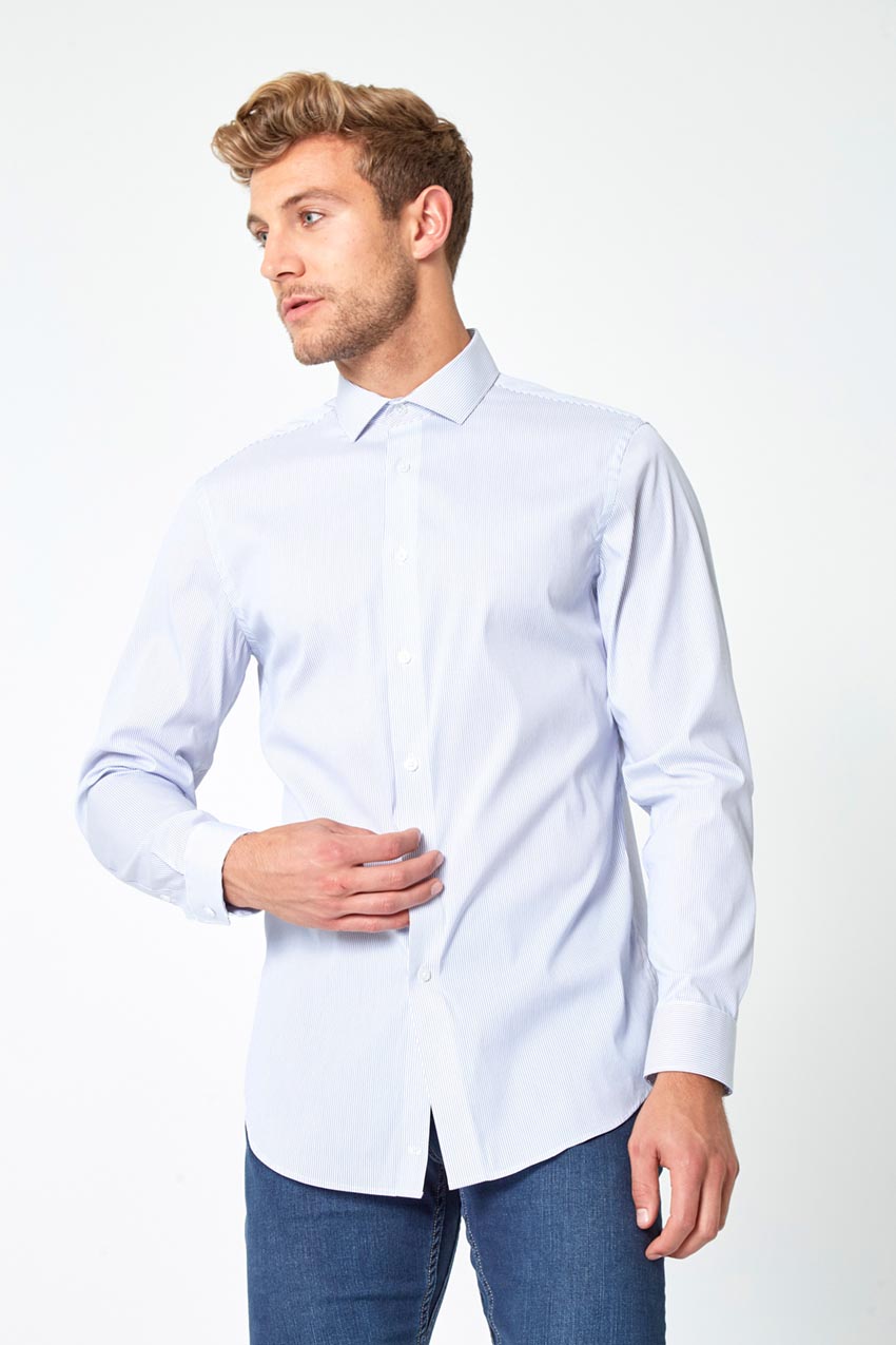 Modern Ambition PerformLuxe Cotton Poplin Standard-Fit Shirt in Oxford Stripe