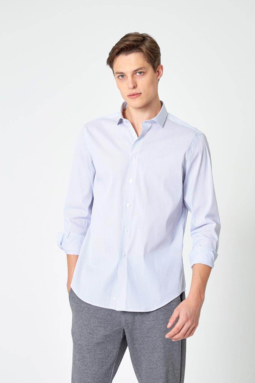 Modern Ambition PerformLuxe Cotton Poplin Slim-Fit Shirt in Oxford Stripe