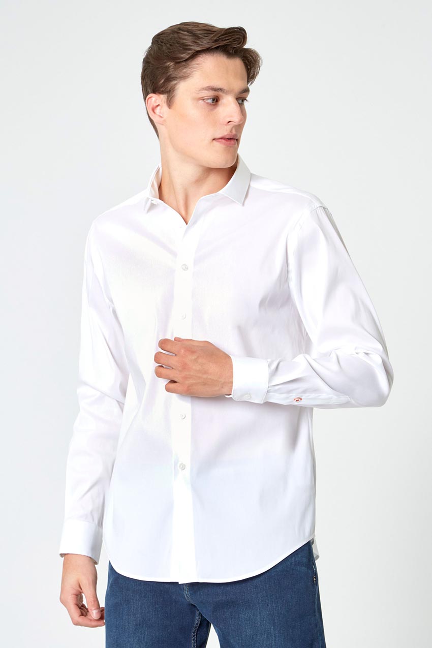 e.s. Business shirt cotton stretch, comfort fit white
